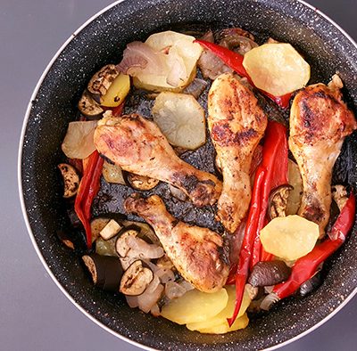 Kofsha pule me perime në furrë