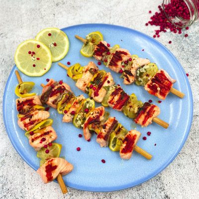 Shishqebap me salmon dhe limona