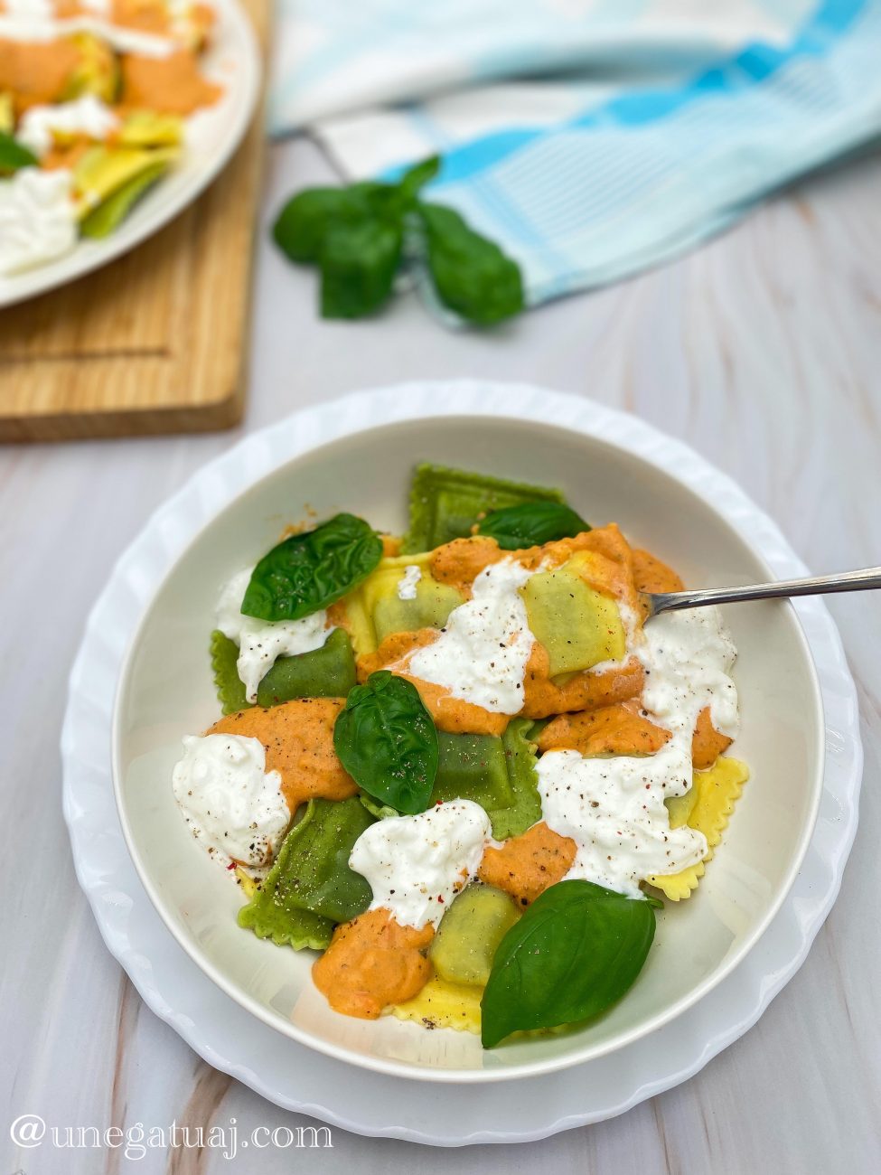 Ravioli me salcë specash dhe krem djathi