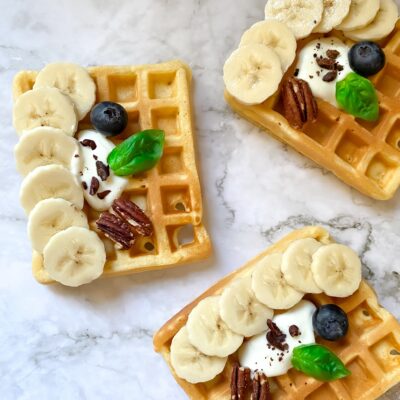 Waffel të butë me banane